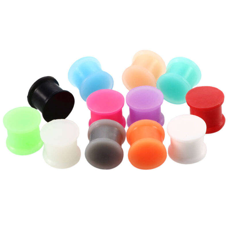 1 Pair Silicone Solid Ear Plugs and Tunnels Full Size 3-25mm 00G Ear Gauges Expander Stretcher Earlets Ear Piercing Body Jewelry