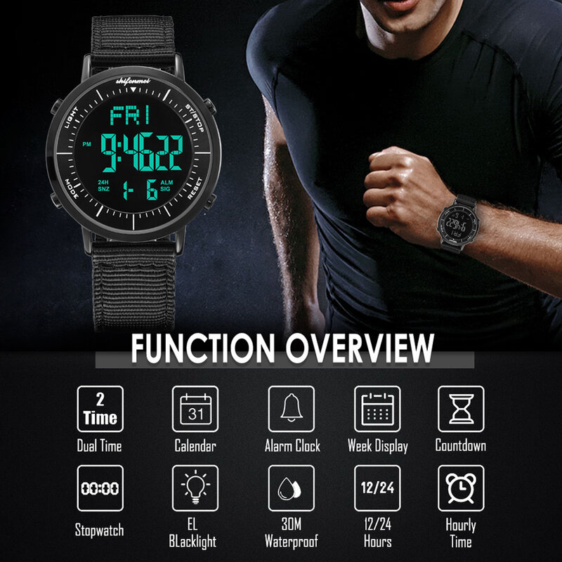 Shifenmei Jam Tangan Homme Pintar Olahraga Luar Ruangan Multifungsi Jam Tangan Chronograph Pria 3Bar Tahan Air Alarm Digital Jam Tangan Hombre Reloj