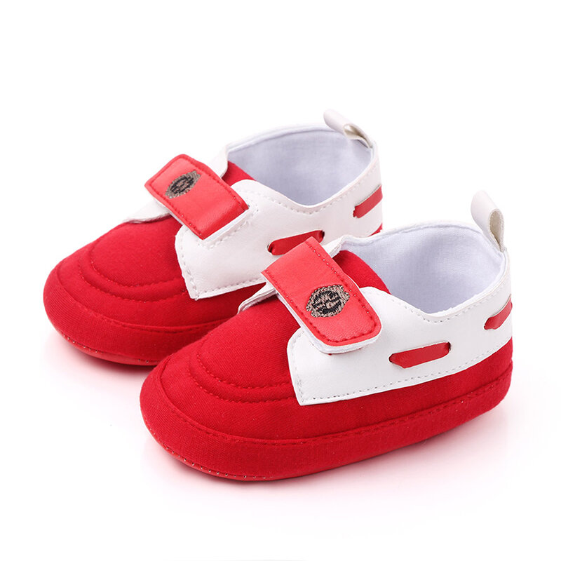 Sapatos de bebê em cor sólida, tênis para berço, couro sintético, antiderrapante, sola macia, prewalker, 0-18m