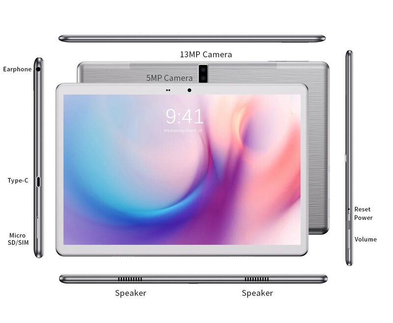 SHDU-태블릿 Pc, 10.1 인치, 안드로이드 10.0 태블릿, 64GB ROM, 옥타 코어, 구글 플레이, 3g, 4g LTE 전화 통화, GPS, 와이파이, 블루투스, 10 인치