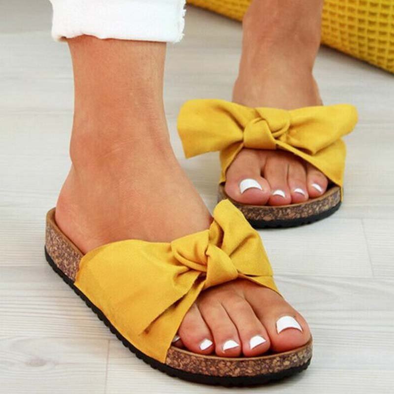 2021 neue Damen Retro Dicken sohlen Sandalen Bogen Mode Schuhe Sommer Hausschuhe