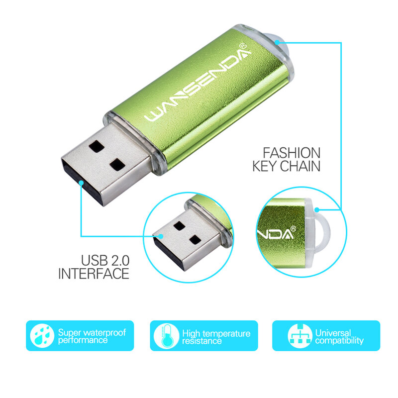WANSENDA Kim Loại Đèn LED Cổng USB Mini Bút 4GB 8GB 16GB 32GB 64GB 128G 256GB Pendrives Thực Dung Lượng Thẻ Nhớ USB