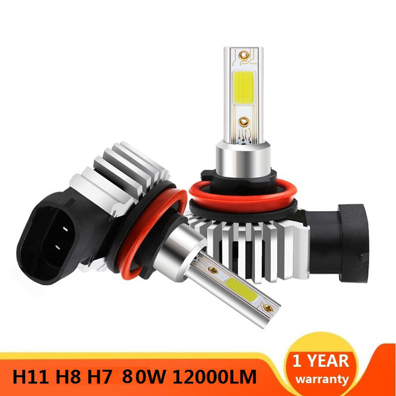 2Pcs 60W 12000LM Auto LED Scheinwerfer Lampen H11 9006 HB4 9005 HB3 H4 H7 H8 H9 H1 Mini scheinwerfer Kit 4300K 6000K Nebel Licht
