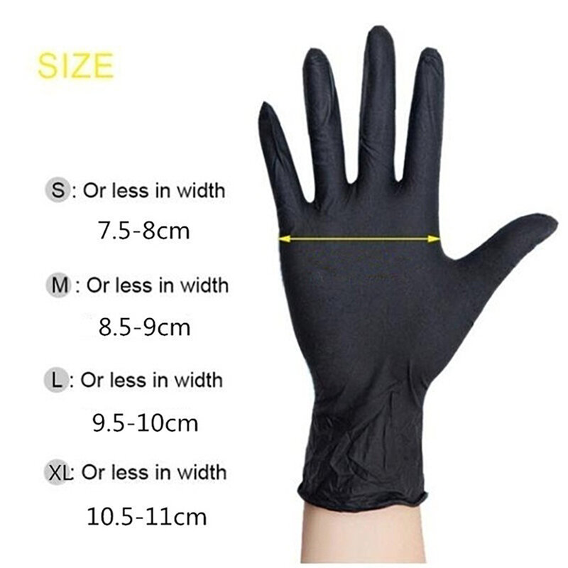 Hot Sale Fast Shipping 10/20pcs Black Guantes Latex Gloves Disposable Nitrile Work Gloves for Home Rubber Food Gloves Tattoo