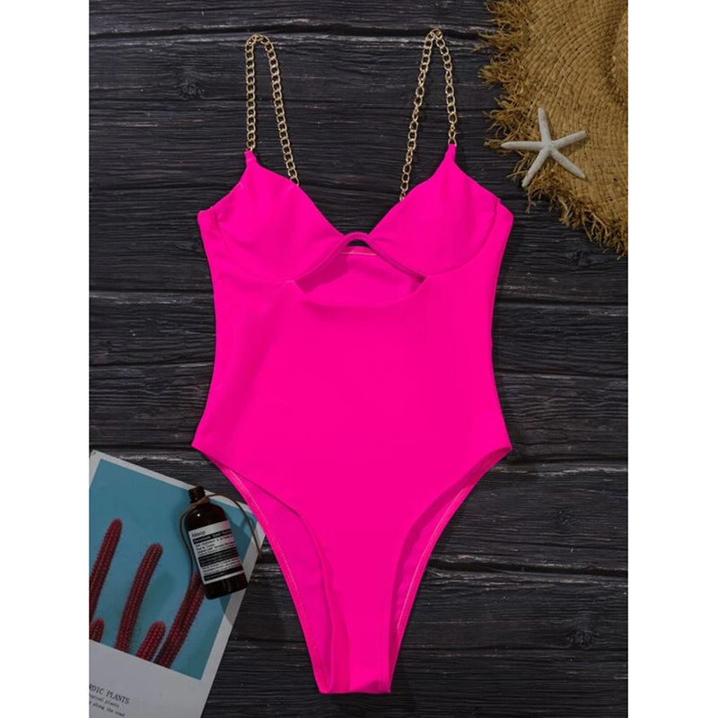 Costume da bagno intero 2021 nuovo arrivo tinta unita scava fuori costumi da bagno da donna Push Up taglio sfacciato costume da bagno da spiaggia femminile