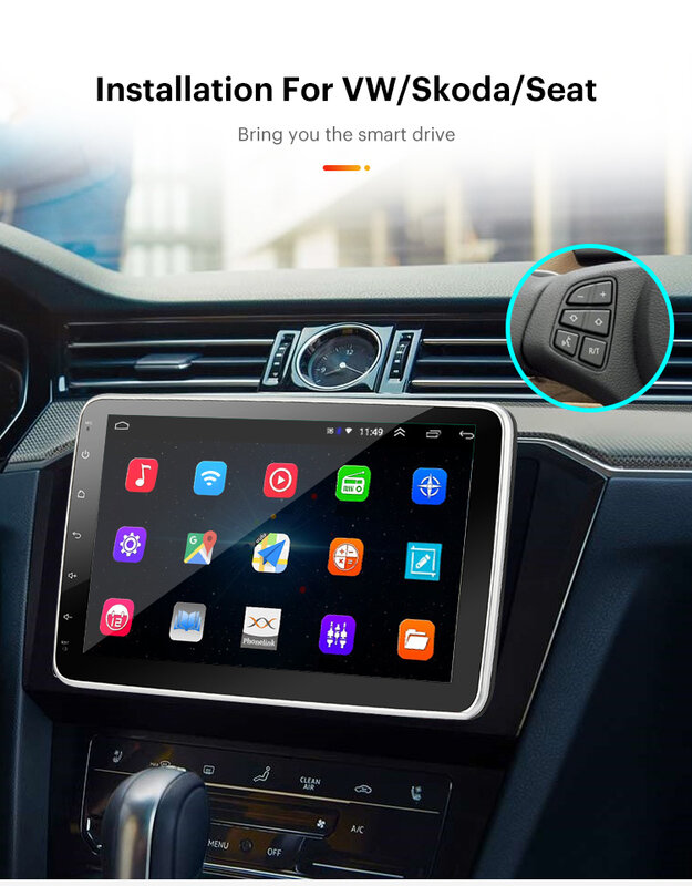 1din Android 10รถวิทยุ HD Touch Screen FM GPS WIFI RDS IPS นำทาง Carplay และ Android Auto Single Din android รถสเตอริโอ