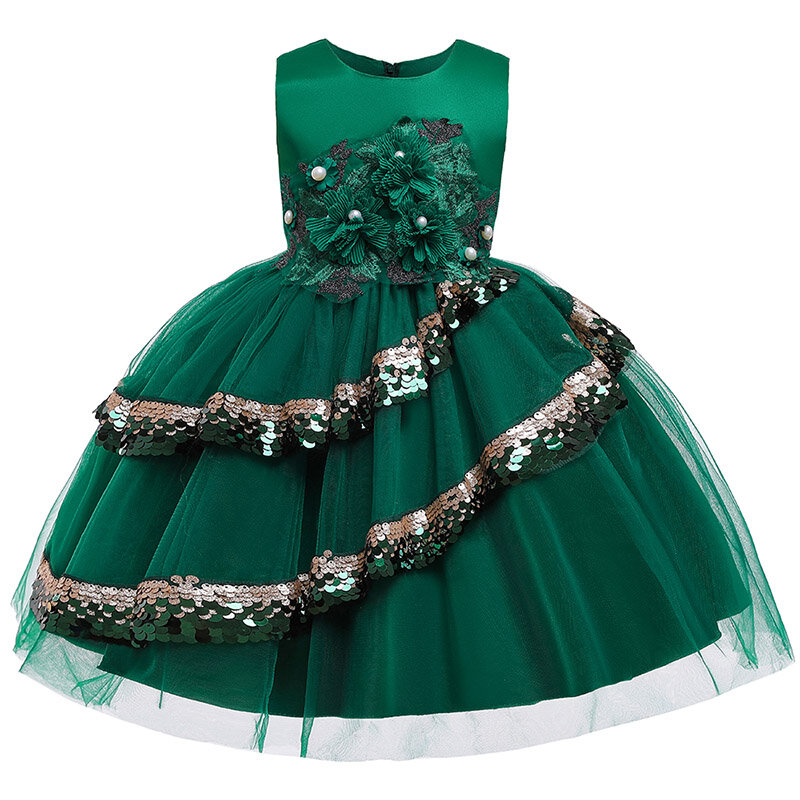 Venta al por menor alta calidad Boutiques lindo cordón princesa Formal Prom fiesta elegante vestido de las muchachas de flor vestido con arco L5017