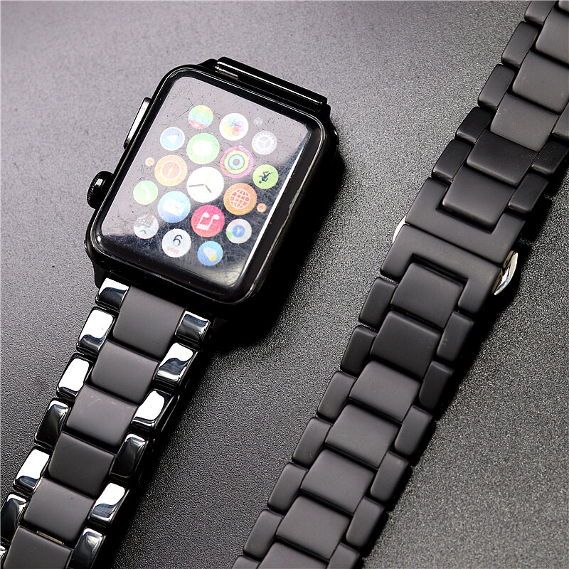 Correa deportiva mate con chorro de arena de cerámica para Apple Watch Series 6 5 Iwatch 7 Se, pulsera de reloj de 42mm, 45mm, 41mm y 44mm