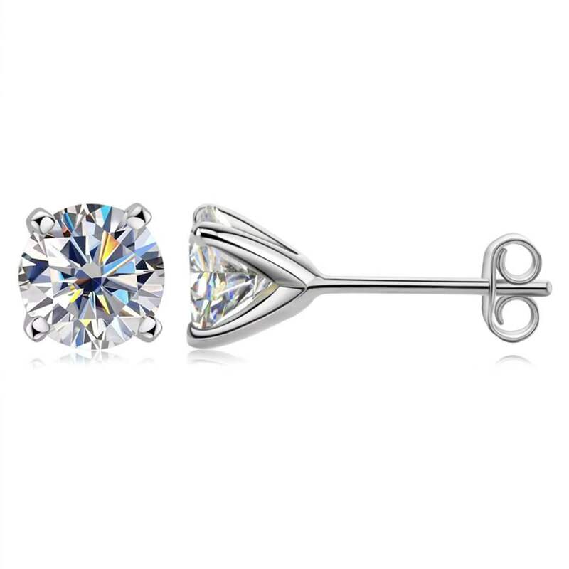 Trendy 925 Sterling Silber 1ct D Farbe VVS1 Runde Moissanite Stud Ohrringe Überzogene 18k Gold 4 Prong Diamant Ohrringe geburtstag