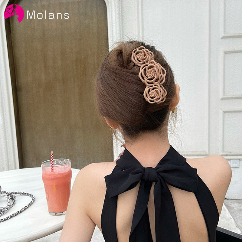 Molans New Women Elegant Hollow Flower Hair Claw Crab Clamps Hair Clips Bride Hairpin Barrette Wedding Hair Accessories
