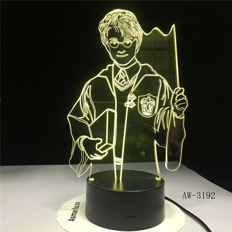 Nieuwe 3D Led Lamp Cartoon Mannen Acryl 7 Kleur Nachtlampje Met Aa Batterij Luminaria Usb Lamp Voor Kids Halloween speelgoed