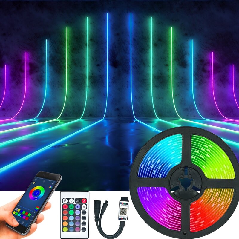 Bluetooth LED tira de luces LED RGB 5050 2835 lámpara Flexible cinta con diodo DC 12V 5M 10M 32.8ft Navidad Año Nuevo