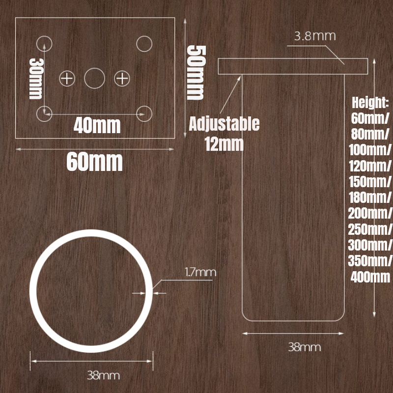 조정 가능한 금속 가구 다리 교체 금발 1/4 개, 욕실 캐비닛 커피 테이블 소파 tv 스탠드 나사 60-300mm