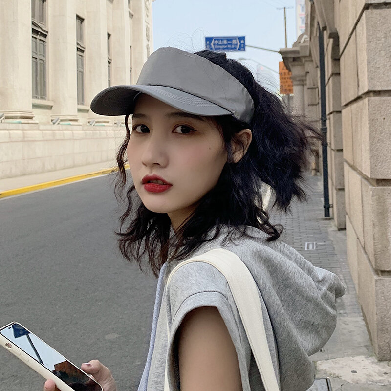 Topi Puncak Reflektif Neon Keren Bercahaya Wanita Musim Panas Gaya Korea Trendi Semua Cocok Hip Hop Bisbol