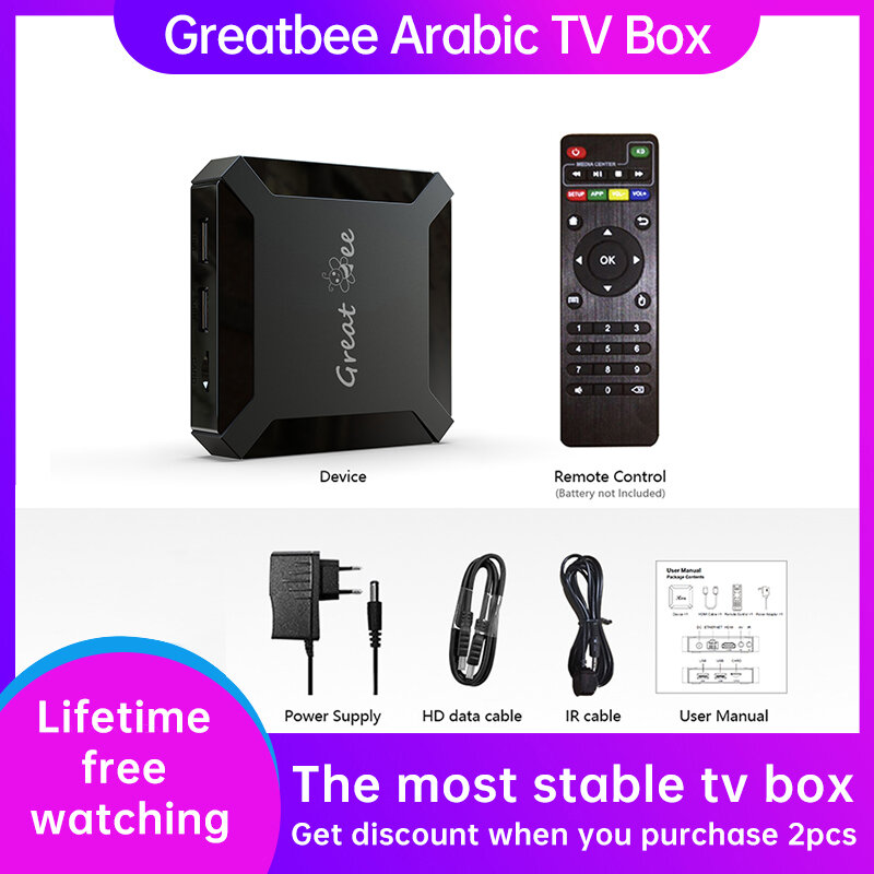 Super grande ape 4K TV Box una volta pagamento semplice Android 10 famiglia Cinema TV Set Top Box arabo intelligente IP-TV