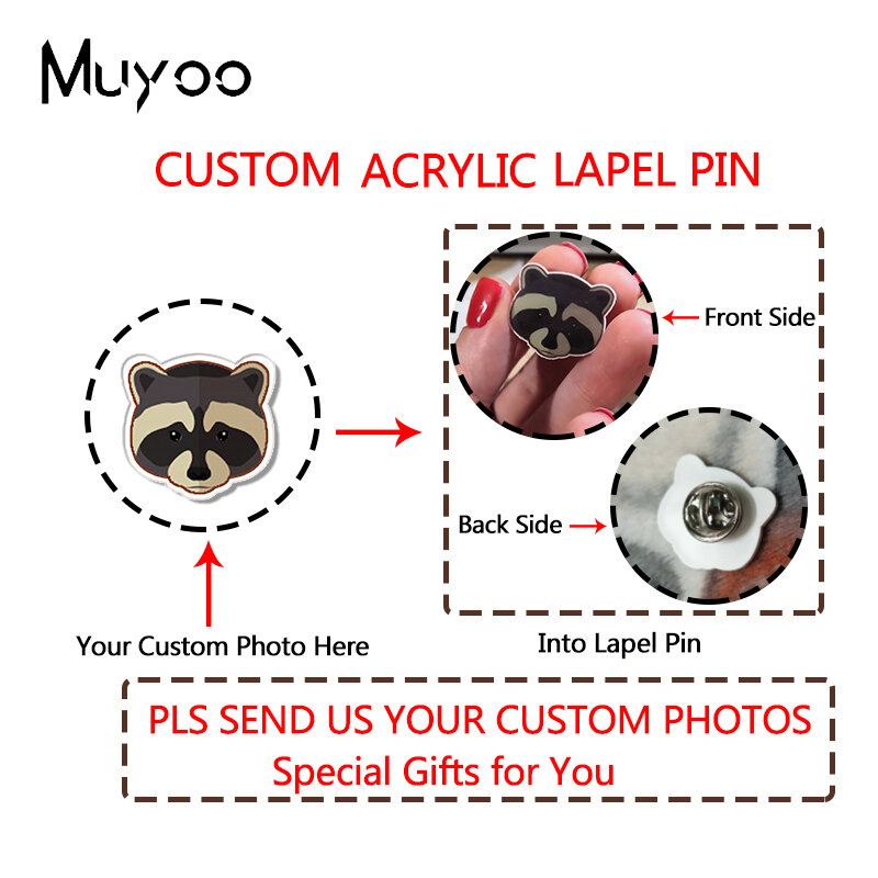 New Fashion Custom personalizza spilla in acrilico i tuoi animali domestici foto personali personalizza spilla per Badge epossidica acrilica fatta a mano s OMG
