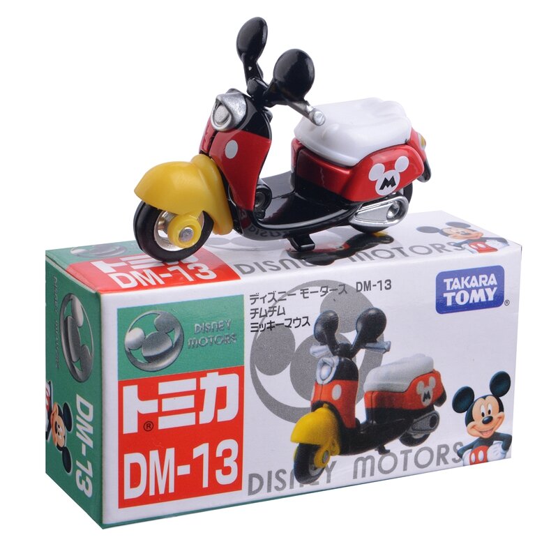 Original TAKARA TOMY Mickey Minnie Motorcycle Donald Duck Alloy Model Car Decoration Ornaments Toys For  Children's Gifts