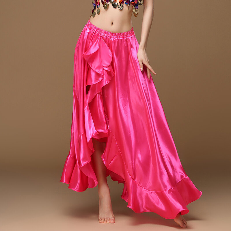 Falda larga de satén para danza del vientre, falda de satén para mujer, Sexy, Oriental, profesional, novedad de 2020