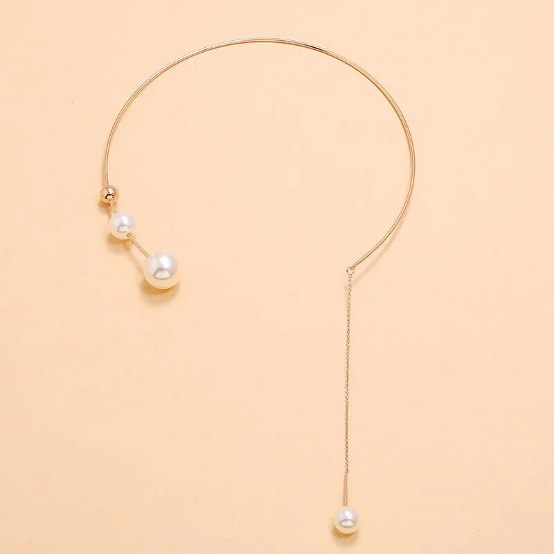 Elegante Großen Weißen Imitation Perle Choker Halskette Schlüsselbein Kette Mode Halskette Für Frauen Hochzeit Schmuck Kragen 2021 Neue