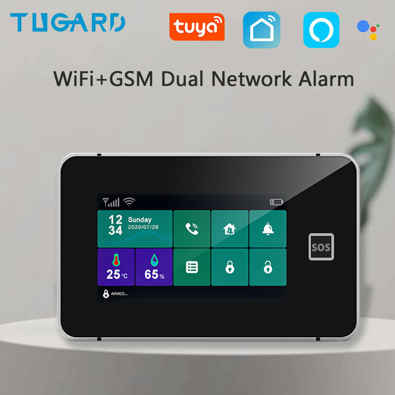 TUGARD-sistema de alarma G60B para seguridad del hogar, dispositivo inalámbrico con Wifi, GSM, Control por aplicación Smart Life Alexa, Detector de Sensor de movimiento de 433Mhz