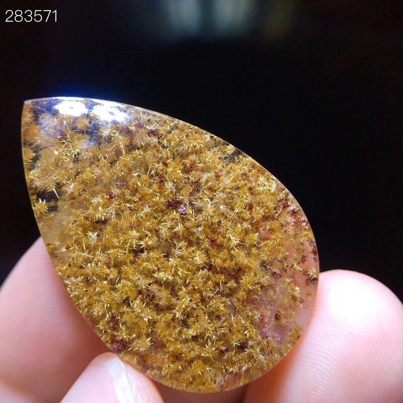 Ouro natural rutilated quartzo pingente 34.1/22.7/5.9mm gota de água sol flor rico cristal jóias feminino masculino brasil aaaaaaa