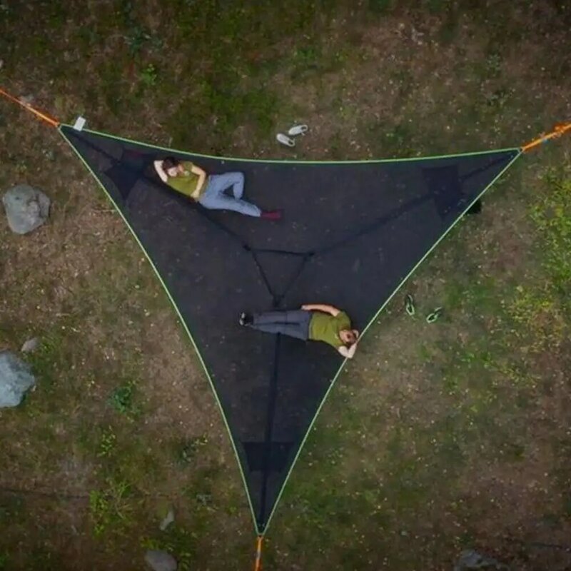 Rede triangular portátil de pouco peso da árvore grande multi pessoa rede acampamento ao ar livre rede balanço