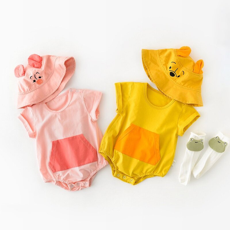 Yg brand children's clothing summer new baby boys and girls cute cartoon animal hat short sleeve one-piece baby suit