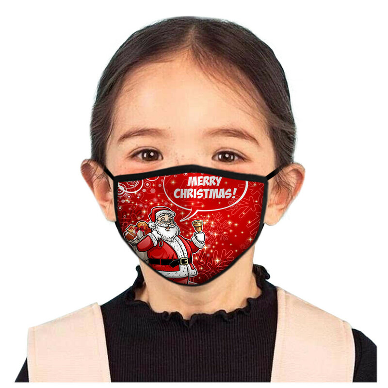 5pc Kids Christmas Print Face Mask Boys Girls Confortable Breathing Maske Child Reusable Carbon Activated Pollution Mascherine