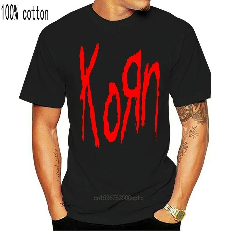Nova camiseta korn masculina com logotipo clássico pesado