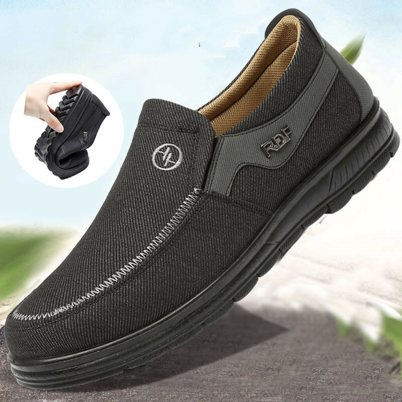 Chaussures de papa antidérapantes à semelle souple pour hommes âgés, chaussures de loisirs légères et confortables de grande taille simples