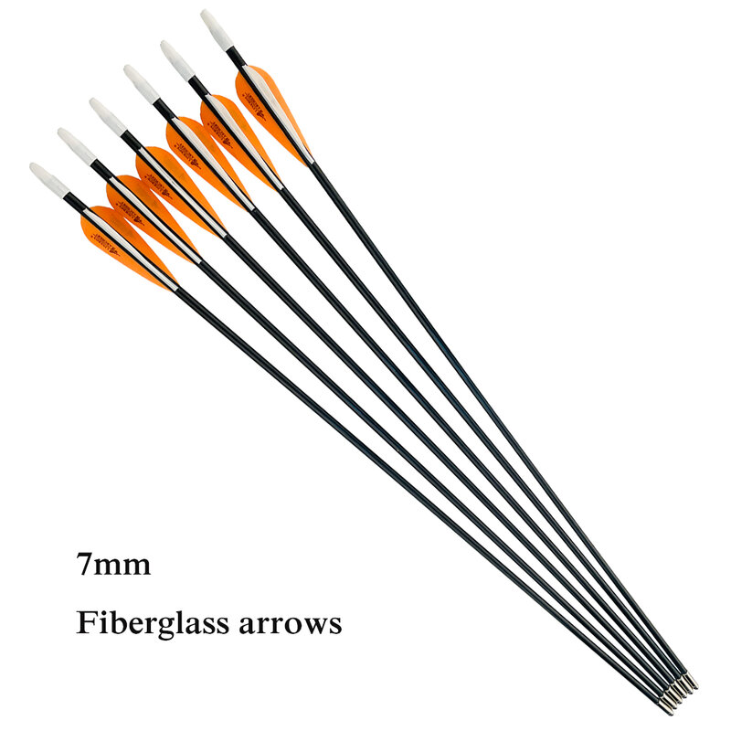12PCS Fiberglass Arrows Spine 750 Length 30'' Diameter 6/7/8mm Hard Steel Arrowheads for Achery Compound Bow Shooting Game