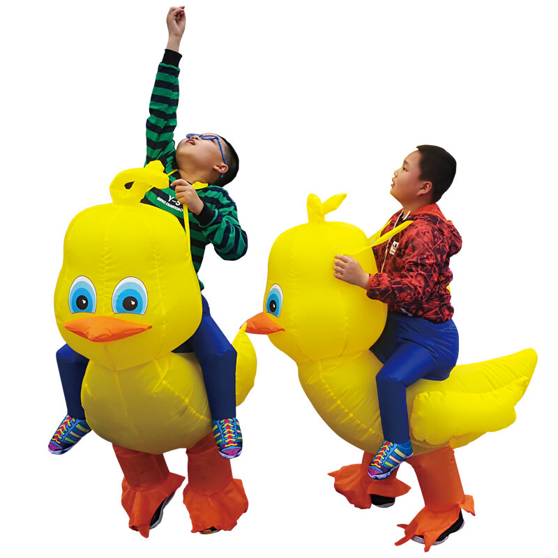 Disfraz inflable de pato amarillo para niños y niñas, traje divertido de fiesta, Unisex, para Halloween