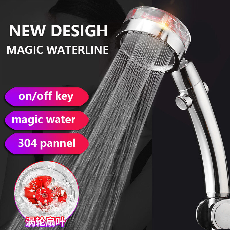 High Pressure Rainfall Shower Head Adjustable 360° Ratated Saving With Small Fan Filter Hand-held Spray Nozzle Bathroom Access