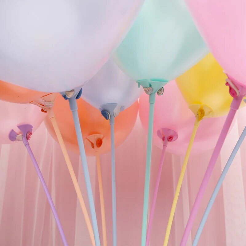 10 ensembles/lot support de ballon en plastique bâtons tiges avec tasses blanches fournitures de fête accessoires de décoration de fête de mariage 32cm
