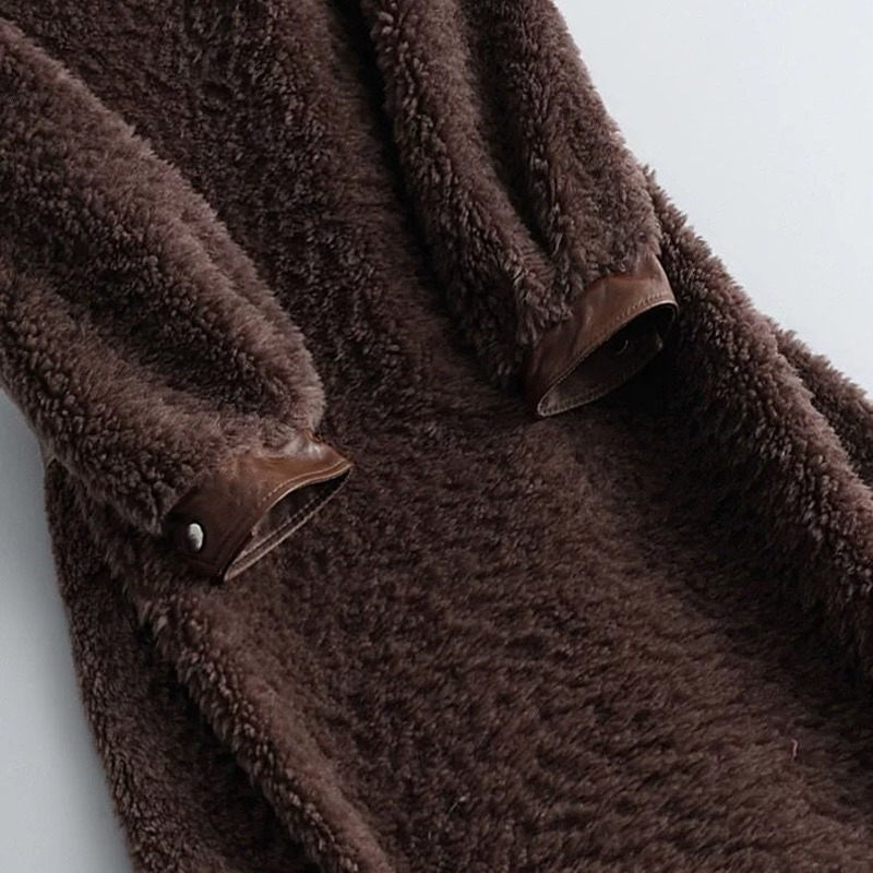 Abrigo de lana 2023 auténtica para invierno, chaqueta de doble botonadura con botones, abrigo de piel de oveja Real, X76