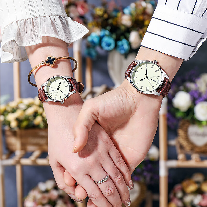 Relojes clásicos para hombre y mujer, correa de cuero de cocodrilo, de lujo, informal, ultrafino, de cuarzo, regalo para pareja