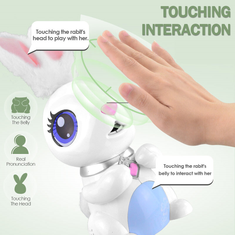 Robot de juguete interactivo para niños, conejitos de comida de imitación, Robot electrónico de música, regalo de conejo
