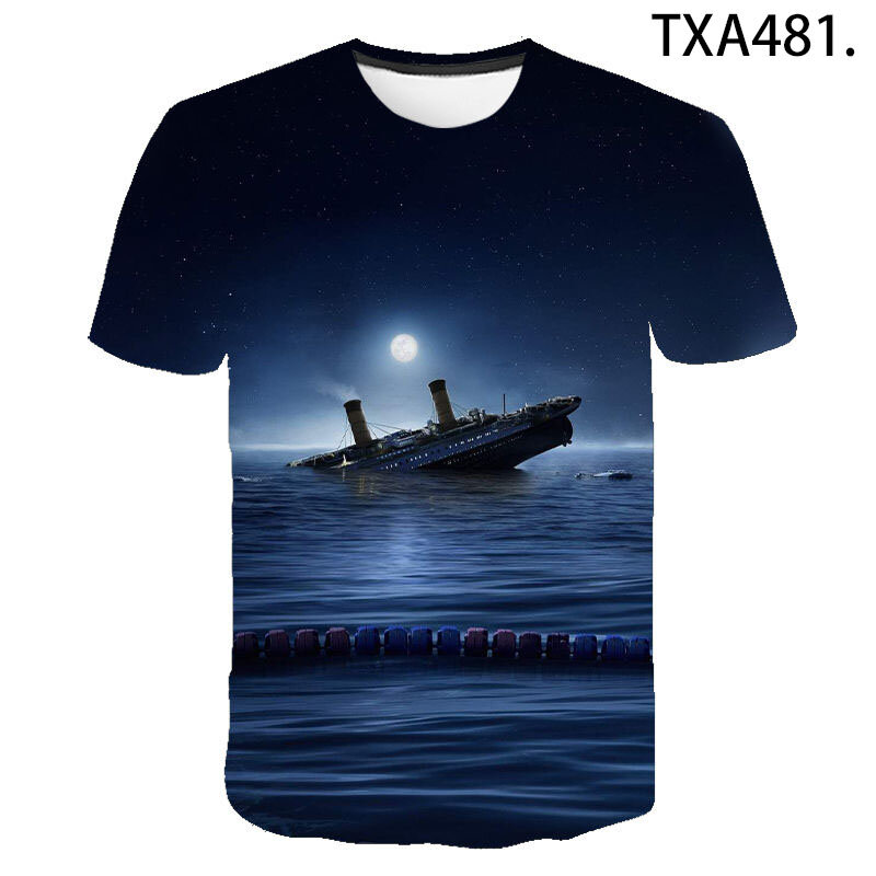 T-shirt manches courtes pour homme et femme, estival et Cool, avec impression 3D de Titanic, Harajuku, garçon et fille, 2021