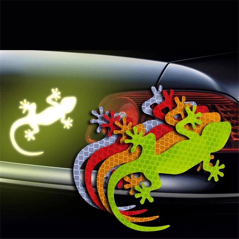 Novo carro reflexivo adesivo de segurança warnin refletorg mark noite condução aviso gecko tira luz interior peças acessórios do carro
