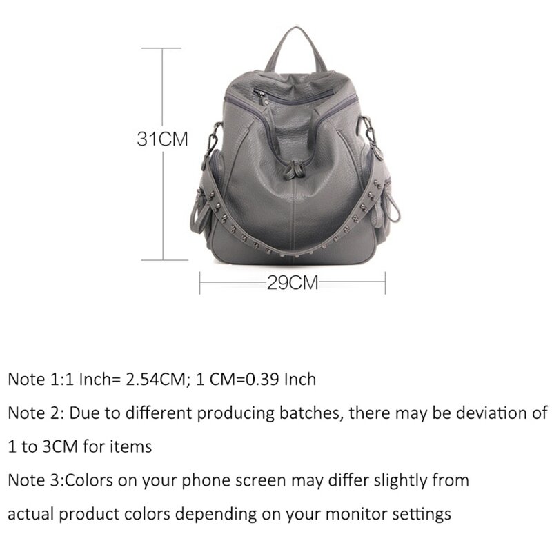 JNKET-mochila de piel sintética suave para mujer, bolso de hombro con remaches, de gran capacidad, escolar