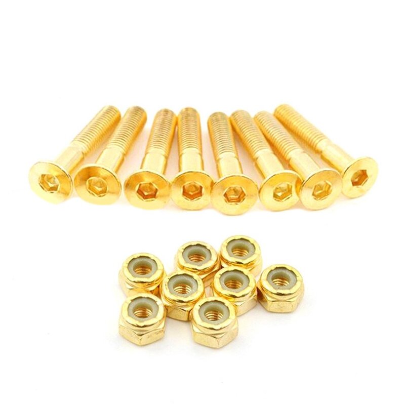 8 Sets Van Skateboard Schroeven Zeshoekige Carbon Stalen Brug Nagels En Noten Set Longboard Cruiser Hardware Montage Bolt Set