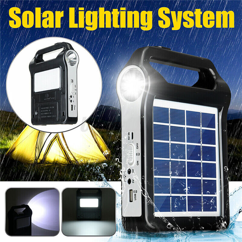 Panel Solar portátil recargable, sistema de generador de almacenamiento de energía, Cargador USB con lámpara, iluminación, Kit de sistema de energía Solar para el hogar, 6V
