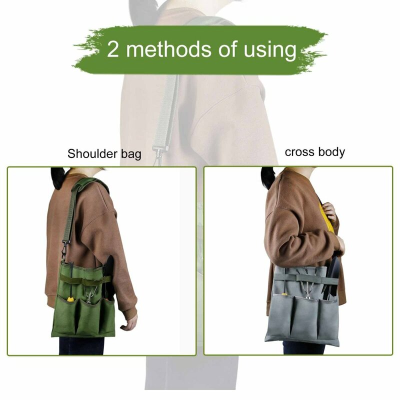 Kit de bolsa de lona diagonal de ombro, bolsa para poda de jardim durável, verde, cinza, jardinagem