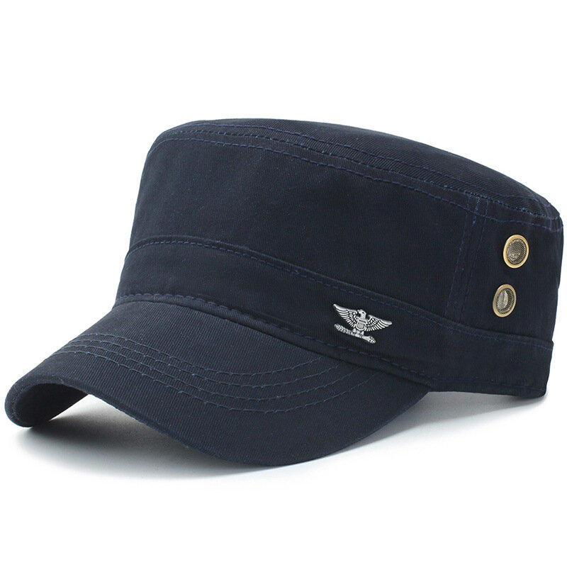 Unisex ฝ้ายปรับแบนหมวก Brim หมวก Army Cadet คลาสสิกสไตล์ทหารหมวกสไตล์หมวก Casual Sun หมวก