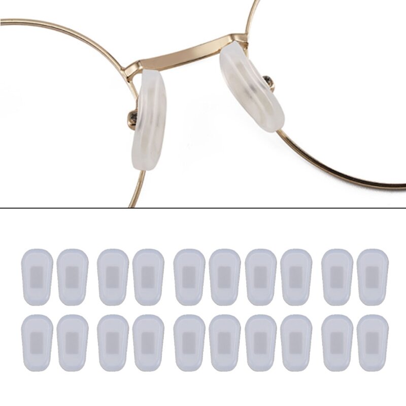 10 pares push-in almofadas de nariz de silicone macio almofada de ar óculos substituição nosepad anti-deslizamento nariz ponte almofadas kit