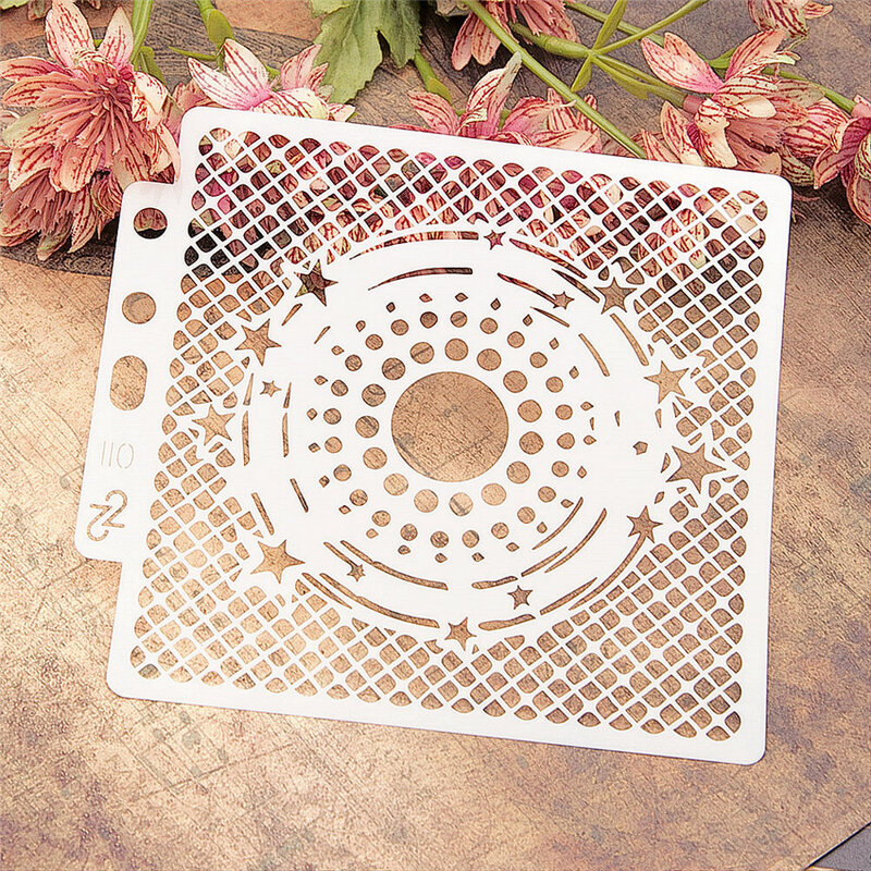 14*13ซม.Lotusพลาสติกแม่พิมพ์Shield DIYเค้กScrapbook Stencils Hollow Embellishmentsพิมพ์ลูกไม้ไม้บรรทัดฝาครอบTemplat
