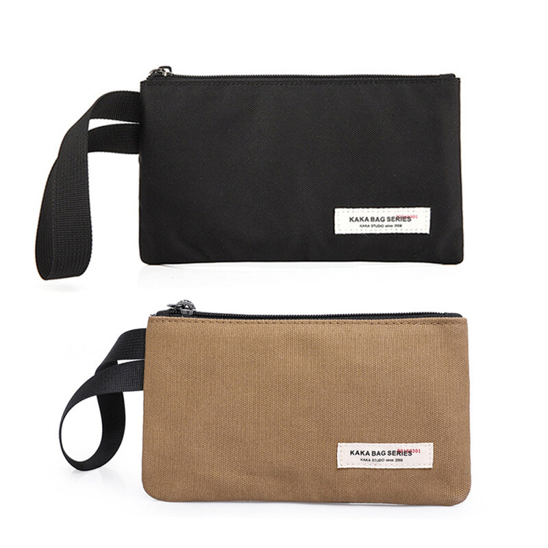Man Envelope Bag Clutch Fashion Zipper Phone Holder Canvas Simple Casual Small Pouch