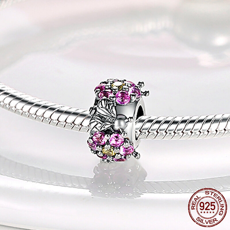 Diskon Besar 100% 925 Manik-manik Perak Sterling Pavé Bee Charm Fit Asli Pandora Gelang Mode Hadiah Perhiasan Bagus