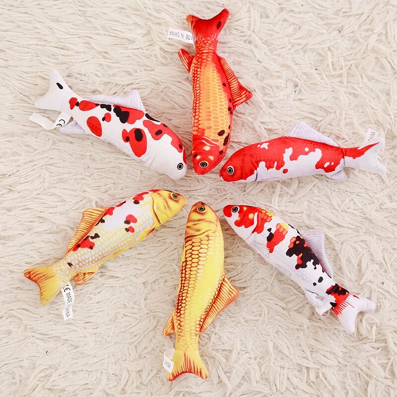 Simulation Fish Plush Cat Toys Stuffed Animals Carp Mackerel Crucian Clown Arowana koi For Kids Pet Christmas Interactive Gifts