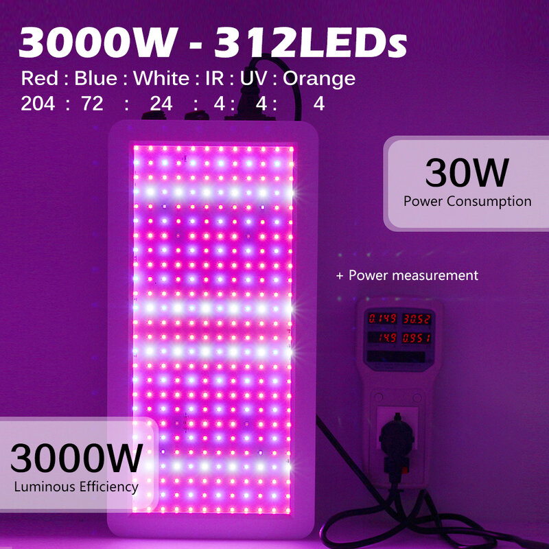 Lampu Tumbuh LED 2000W 3000W Phytotlamp Tahan Air Spektrum Penuh 2 Mode Sakelar Sayuran Mekar Lampu Pertumbuhan Tanaman Dalam Ruangan